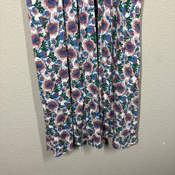 Boden Size 6 Shift Dress Green Floral Crew Neck Smocked Waist Short Sleeves - Picture 5 of 8